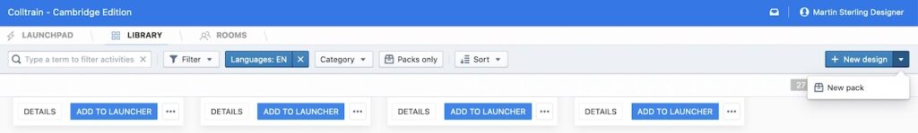 Create New Pack - Colltrain Cambridge Edition