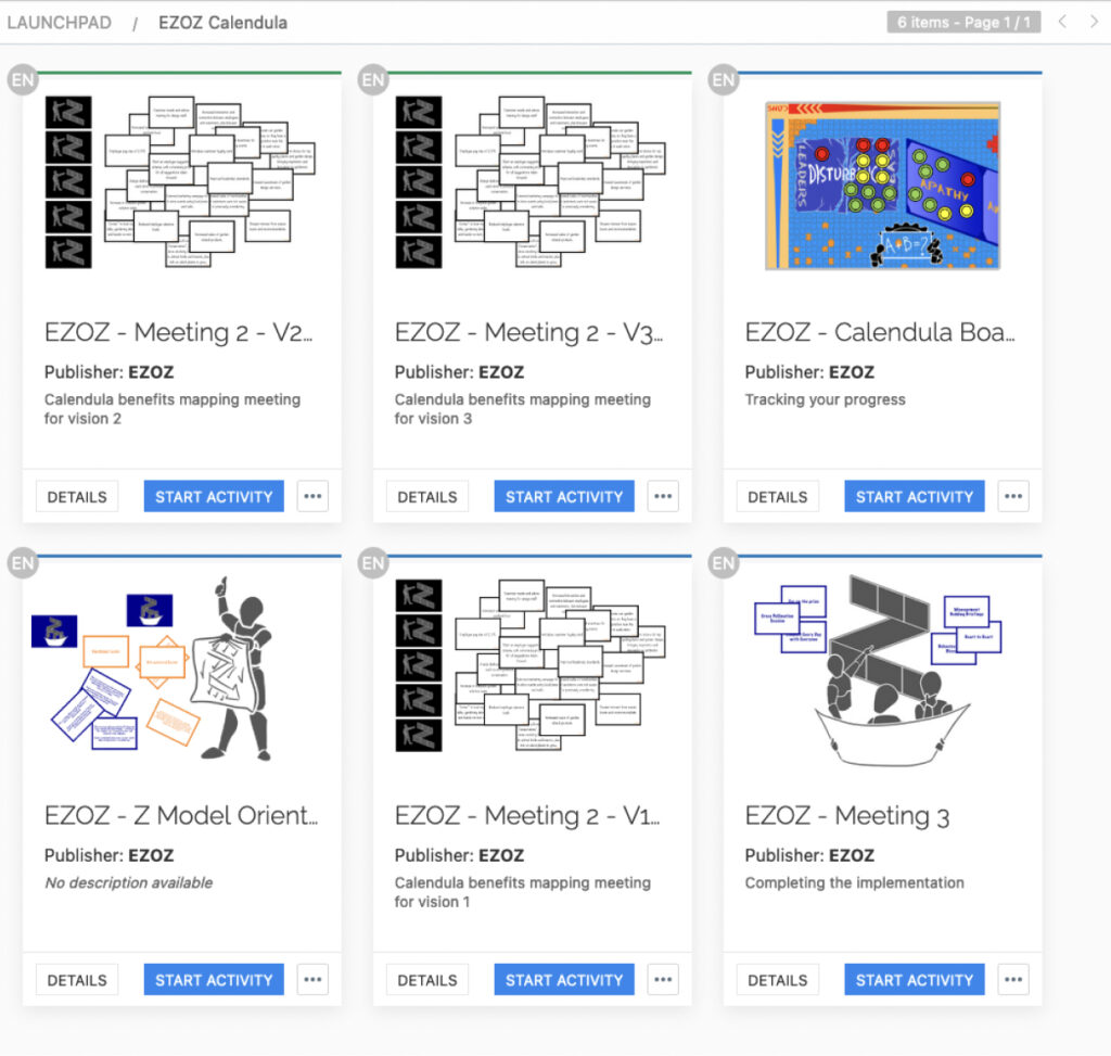 EZOZ Calendula - Change Management activity pack - Colltrain implementaiton