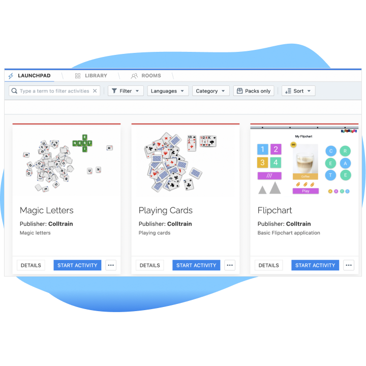 Run games and activities in Colltrain. Use the launchpad.