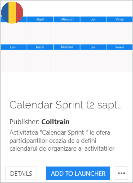 Sprint Calendar - Colltrain Library - Activity Description - ro