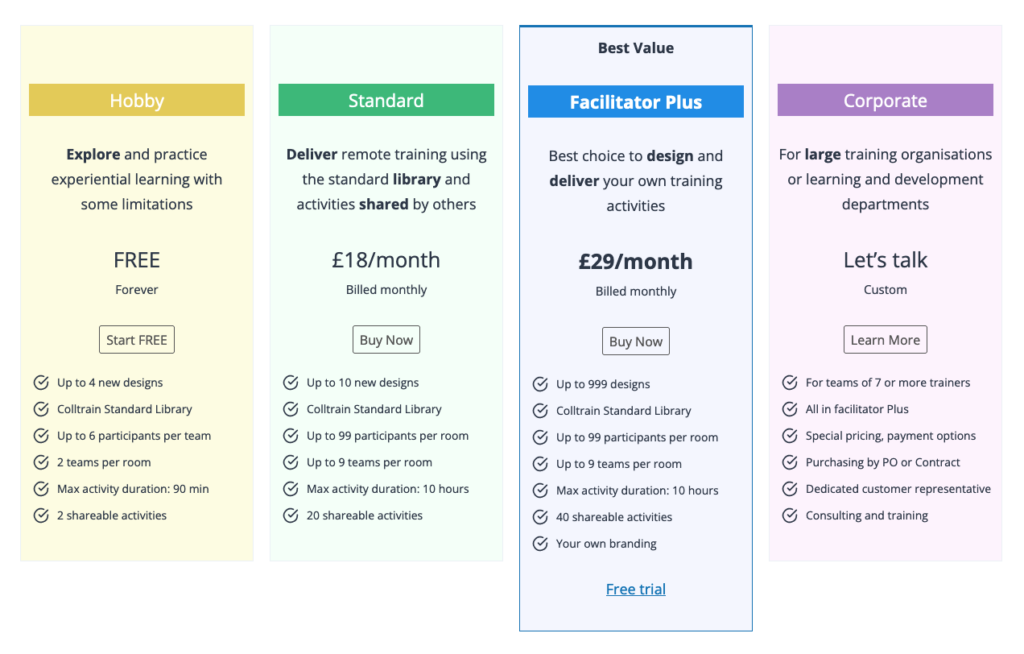 Colltrain-plans-and-pricing - get a  free Colltrain account 2022